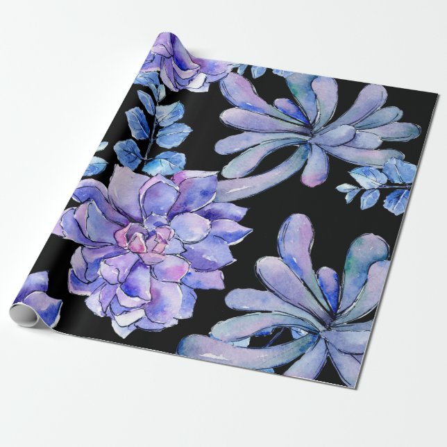 Colourful Tropical Succulents Wrapping Paper (Unrolled)