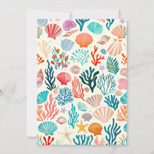 Colourful Tropical Summer Coral Seashell Announcement