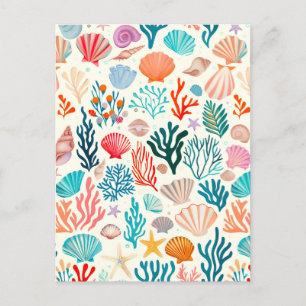 Colourful Tropical Summer Coral Seashell Holiday Postcard