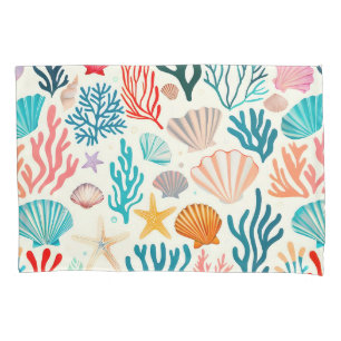 Colourful Tropical Summer Coral Seashell Pillowcase
