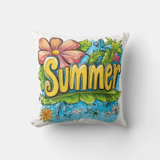Colourful Tropical "Summer" Decorative Pillow