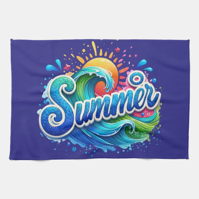 Colourful Tropical Summer Kitchen Towel (Horizontal)