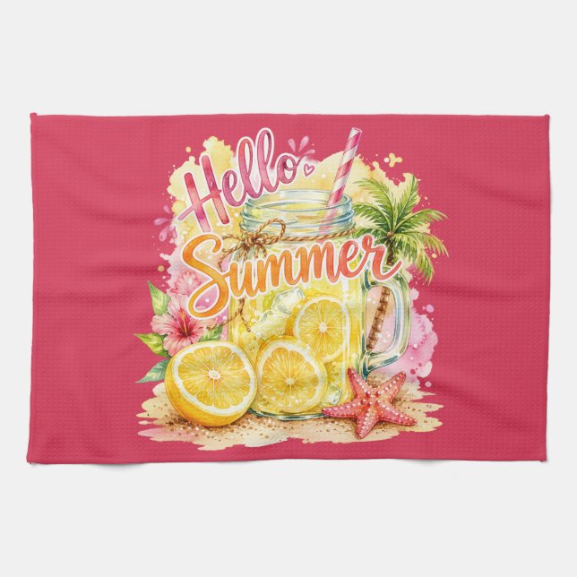 Colourful Tropical Summer Kitchen Towel (Horizontal)