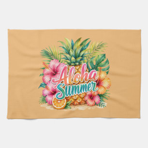 Colourful Tropical Summer Kitchen Towel. Tea Towel