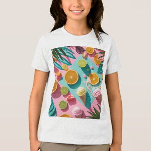 Colourful Tropical Summer T-Shirt for Kids – Brigh Tri-Blend Shirt