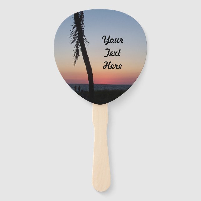 Colourful tropical sunset on handheld fans (Front)