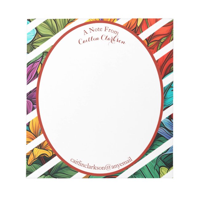 Colourful Tropical Theme Personalised Notepad (Front)