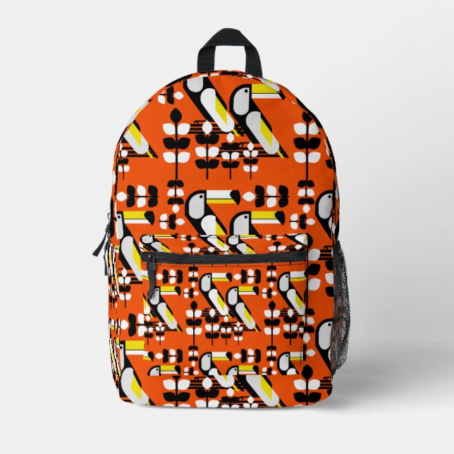 Colourful Tropical Toucan Artwork Printed Backpack (Front)