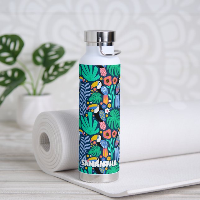 Colourful Tropical Toucan Bird Flowers Plants, Nam Water Bottle (Yoga)