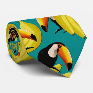 Colourful Tropical Toucan Birds Fun Yellow & Teal Tie