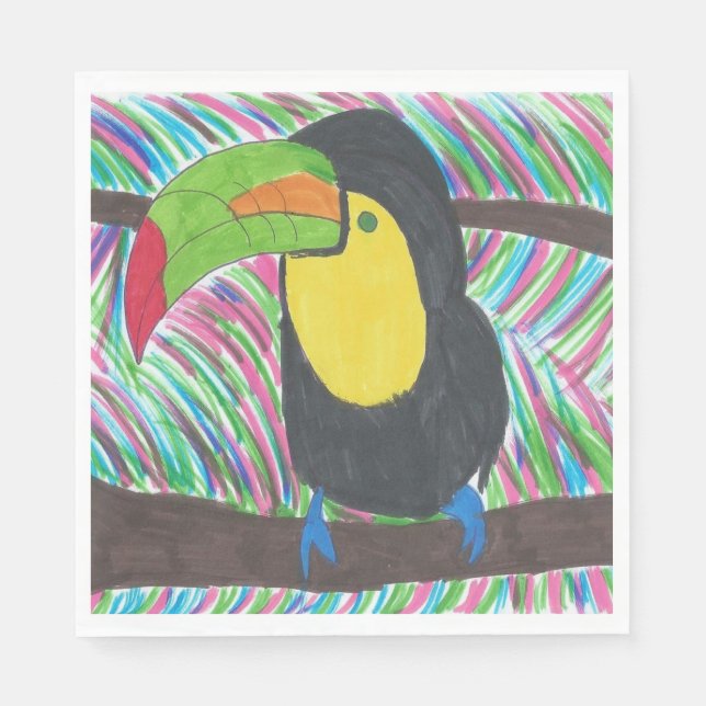 Colourful Tropical Toucan Paper Napkins (Front)