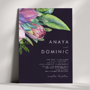 Colourful Tropical Traditional   Purple Wedding Invitation