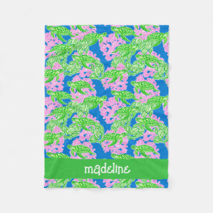 Colourful Tropical Turtles Pattern Personalised Fleece Blanket