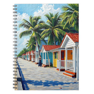 Colourful Tropical Vibrant Beach Huts Notebook
