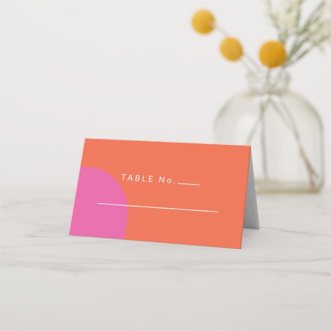 Colourful Tropical Vibrant Orange and Magenta Place Card (Front)