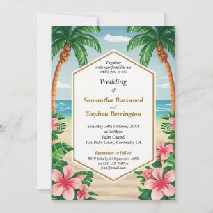 Colourful Tropical Watercolor Wedding Invitation