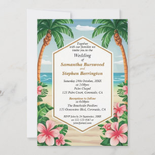 Colourful Tropical Watercolor Wedding Reception Invitation