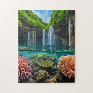 Colourful tropical waterfall jigsaw puzzle
