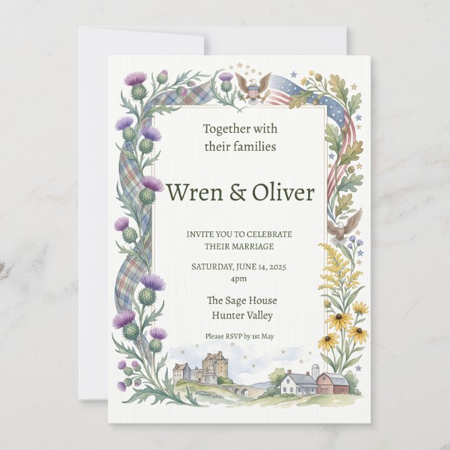 Colourful Tropical Wedding Invitation (Front)