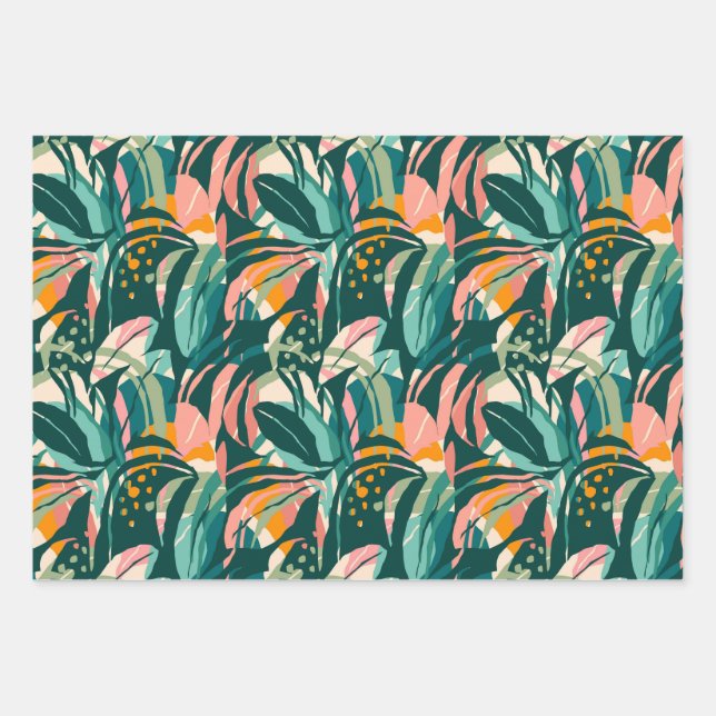 Colourful Tropicals: Monstera Jungle Wrapping Pape Paper Sheet (Front)