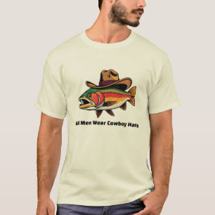 Colourful Trout Reel Men Wear Cowboy Hats T-Shirt
