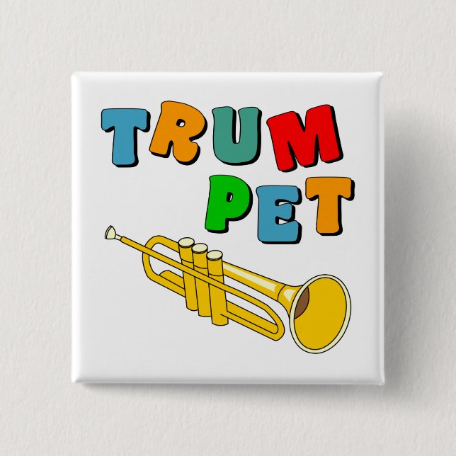 Colourful Trumpet 15 Cm Square Badge (Front)