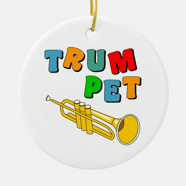 Colourful Trumpet Ceramic Tree Decoration (Front)