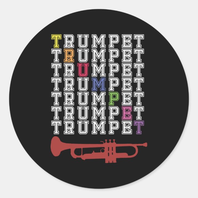 Colourful Trumpet Classic Round Sticker (Front)
