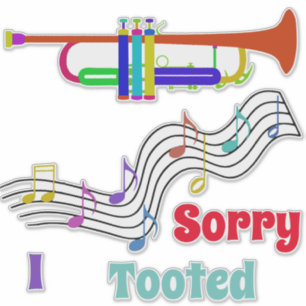 Colourful Trumpet Musical Notes and Text