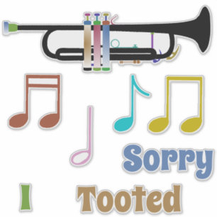 Colourful Trumpet Musical Notes and Text 2 Sticker