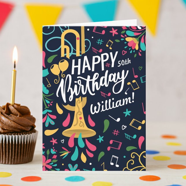 Colourful Trumpet Musician Birthday Card (Creator Uploaded)