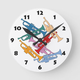 Colourful Trumpet Round Clock
