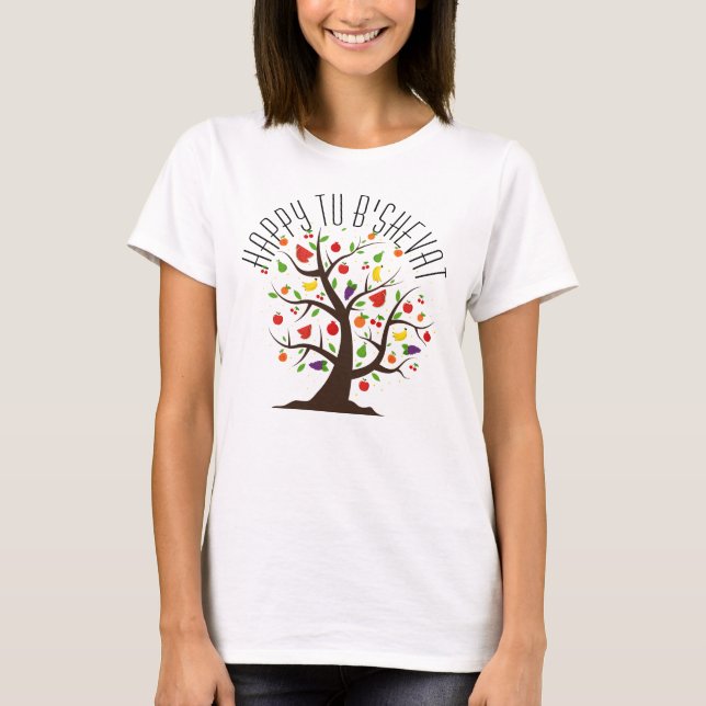 Colourful Tu B'Shevat Fruit Tree T-Shirt (Front)