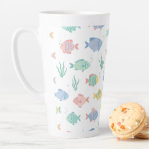 Colourful Tulimet Tropical Fish Pattern Latte Mug