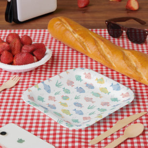 Colourful Tulimet Tropical Fish Pattern Paper Plate