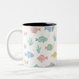 Colourful Tulimet Tropical Fish Pattern Two-Tone Coffee Mug