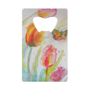 Colourful Tulip and Butterfly Watercolor floral