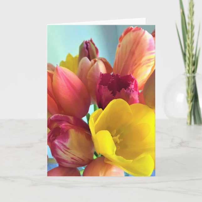 Colourful Tulip Bouquet Card (Front)