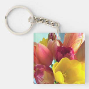 Colourful Tulip Bouquet Key Ring