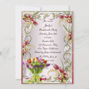 Colourful Tulip Floral Bachelorette Party Invite
