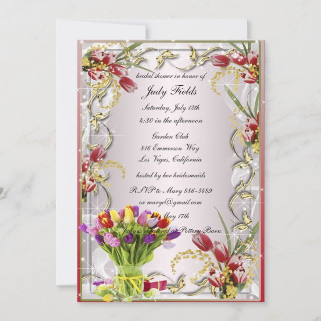 Colourful Tulip Floral Bridal Shower Invitation (Front)