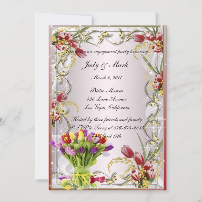 Colourful Tulip Floral Engagement Party Invitation (Front)