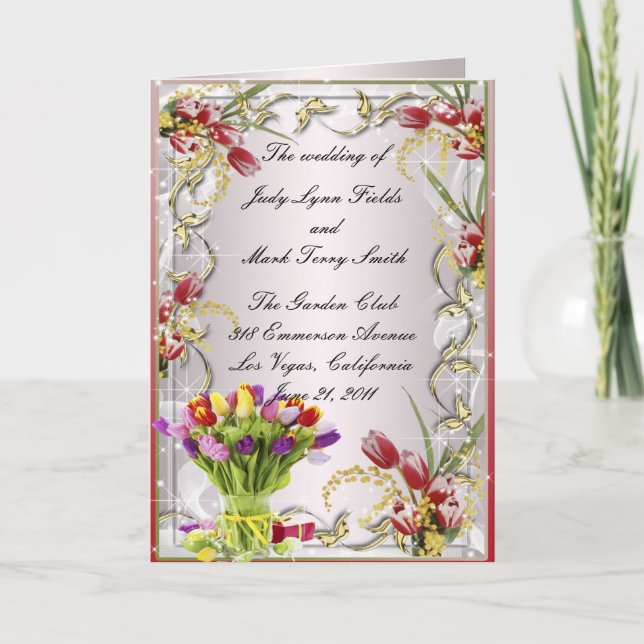 Colourful Tulip Floral Program Card (Front)