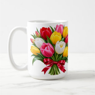 Colourful Tulip Flower Bouquet Ceramic Coffee Mug