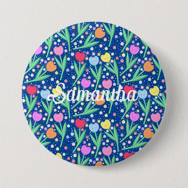 Colourful Tulip Flowers 7.5 Cm Round Badge (Front)
