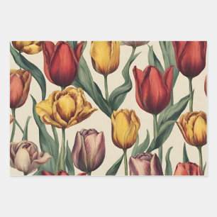 Colourful Tulip Flowers All Occasion  Wrapping Paper Sheet