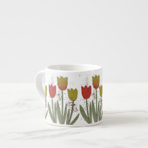 Colourful tulip flowers ceramic espresso mug