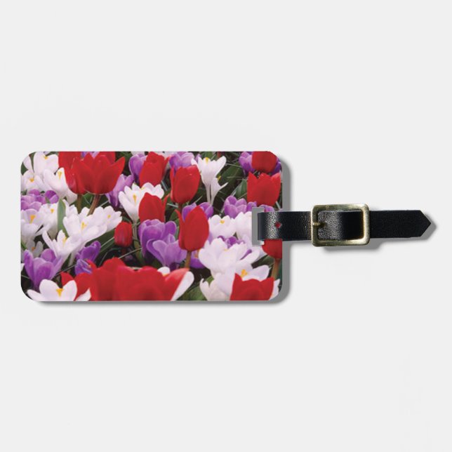 Colourful Tulip Flowers Luggage Tag (Front Horizontal)