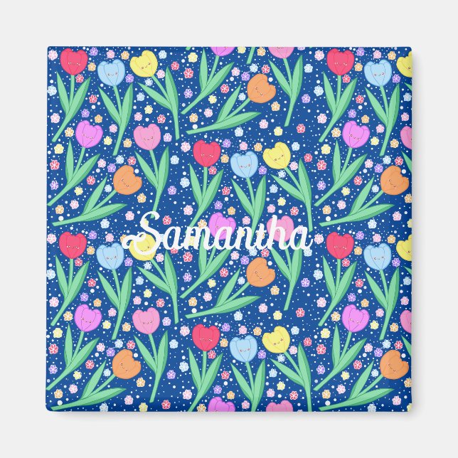 Colourful Tulip Flowers Magnet (Front)