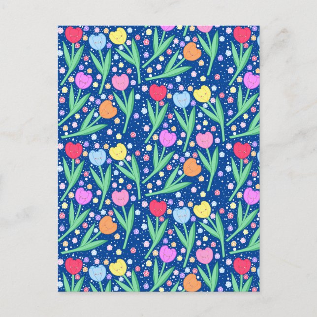 Colourful Tulip Flowers Postcard (Front)